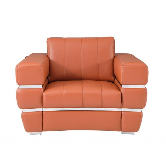 Terra Cotta Stripe Top Grade Italian Leather Chair
