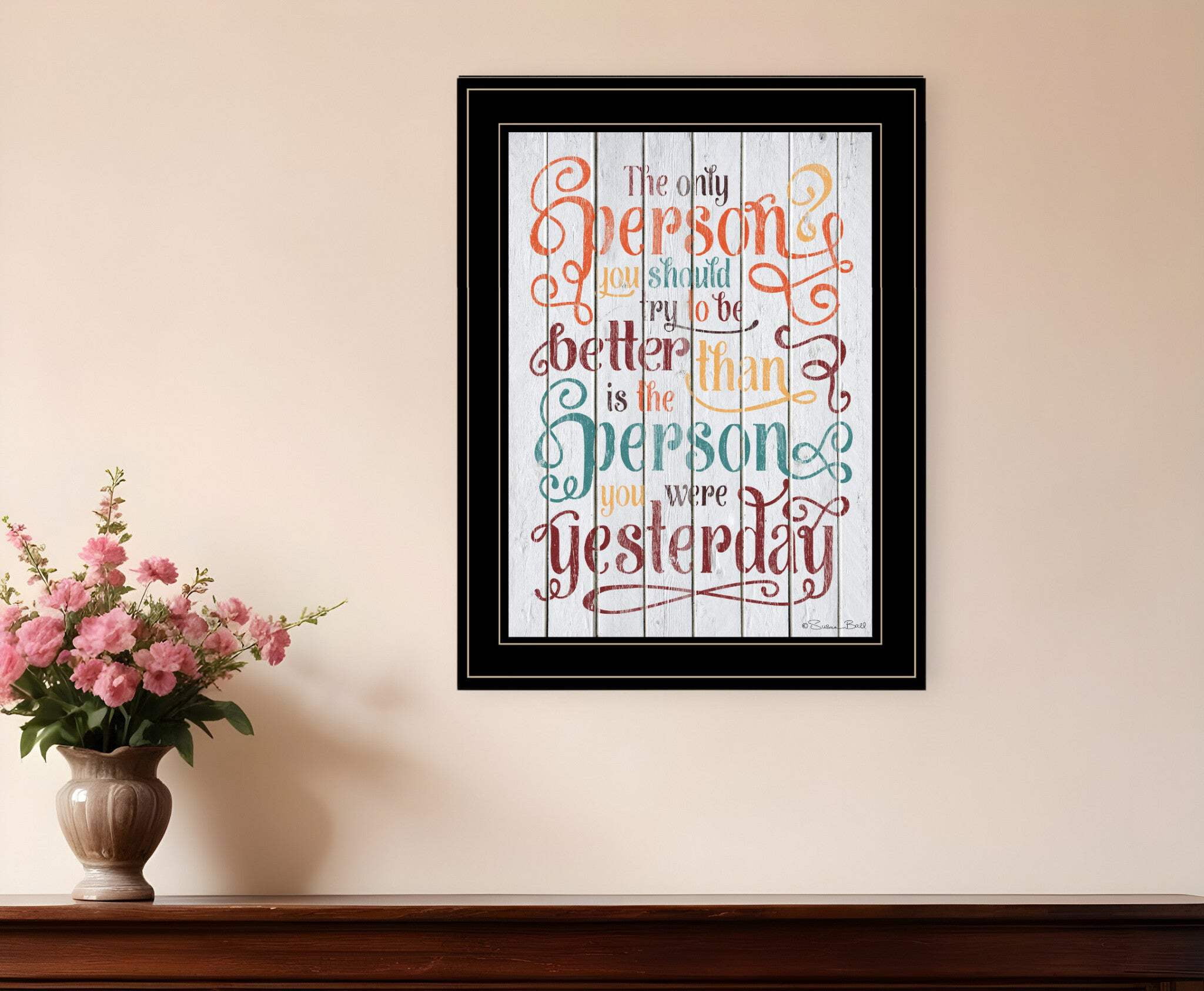 HomeRoots The Only Person 3 Black Framed Print Wall Art