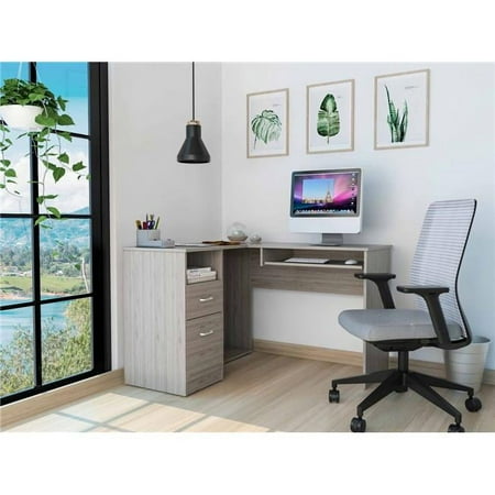 HomeRoots Thorpe L Shaped Computer Desk, Light Gray