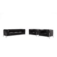 thumbnail image 1 of HomeRoots Three Piece Indoor Black Italian Leather Five Person Seating Set, 1 of 8