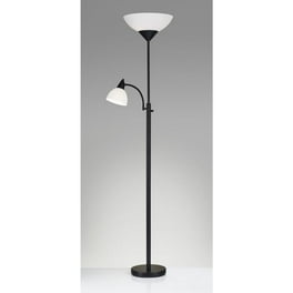 Torchiere Plus Chairside Floor Lamp In Black Metal Torchiere Plus Chairside Floor Lamp In Black Metal