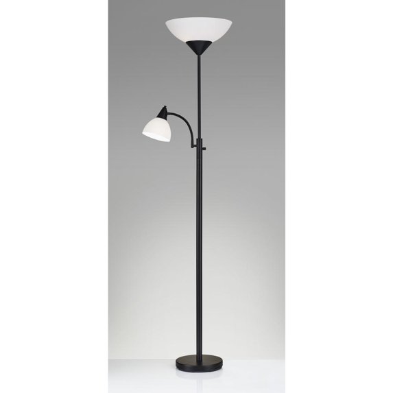 22" X 14" X 71" Black Metal 300W Combo Torchiere