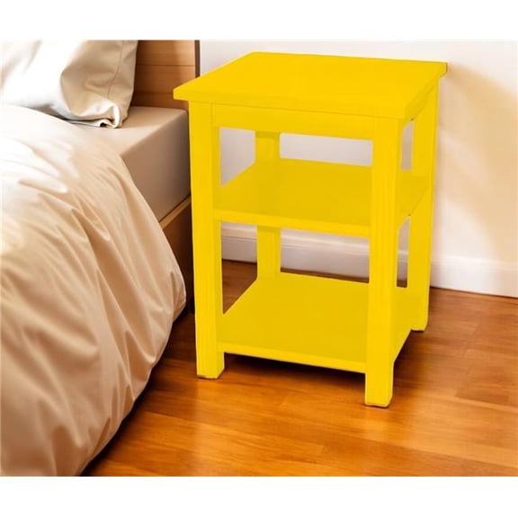 HomeRoots 548315 Traditional 28 in. Yellow Solid Wood Nightstand