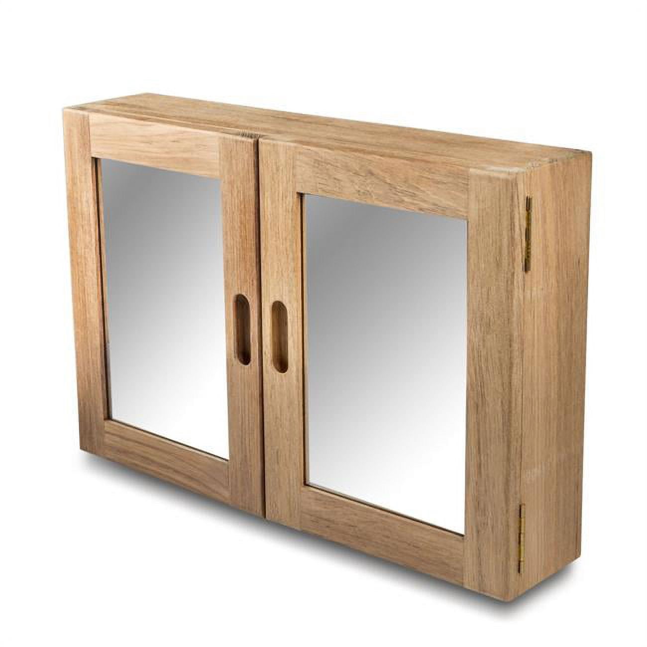 HomeRoots Traditional Solid Teak Double Door Mirrored Medicine