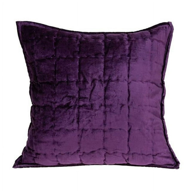 HomeRoots Transitional Purple Solid Quilted Pillow Cover with Down Insert