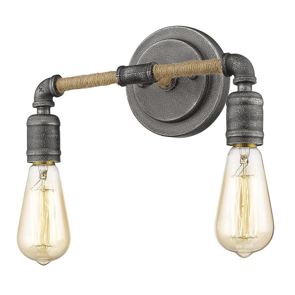 Industrial Textured Gray Dual Pipe Vanity Light