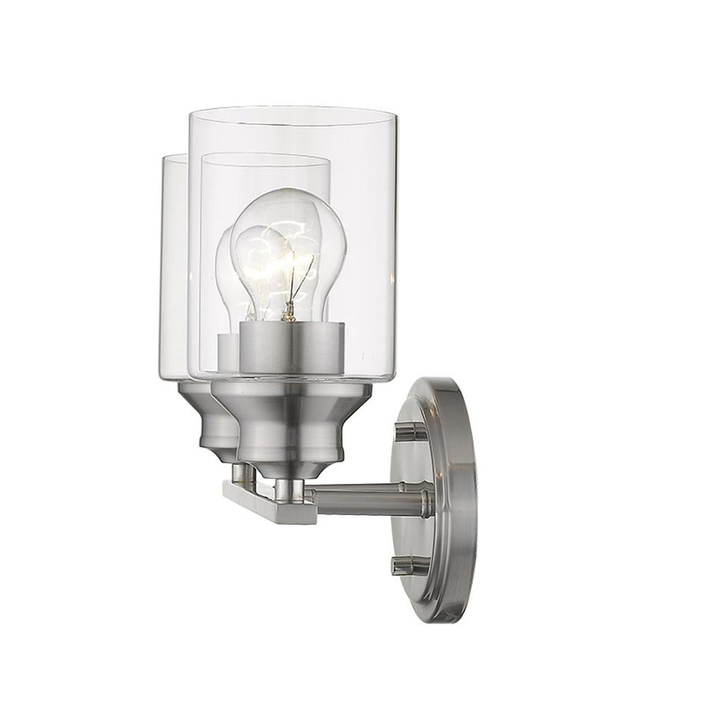 Silver Two-Light Wall Sconce with Clear Glass Shades