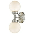 thumbnail image 1 of Fairfax 2-Light Satin Nickel Vanity With White Globe Shades, 1 of 5