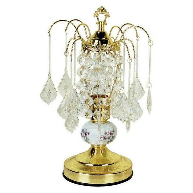 HomeRoots Vintage Gold Floral Chandelier Table Lamp