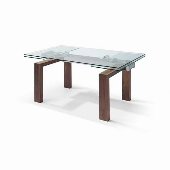HomeRoots 372065 Walnut Solid Wood Extendable Dining Table - 63 x 35 x 30 in.