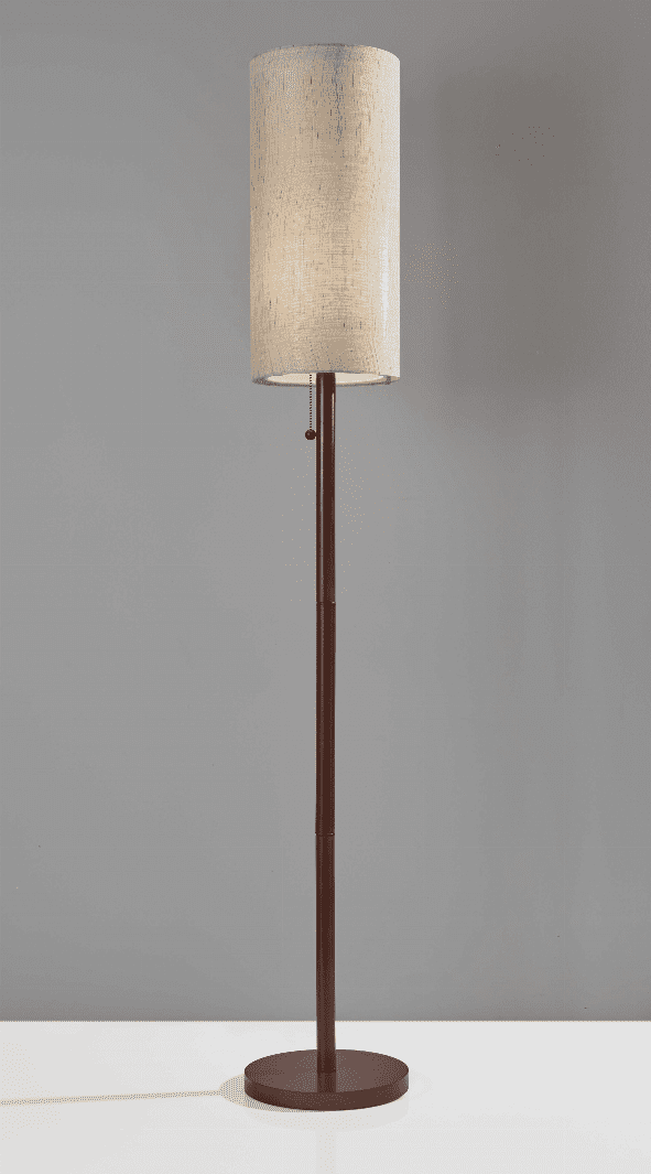 65" Solid Wood Traditional Shaped Floor Lamp With Beige Drum Shade