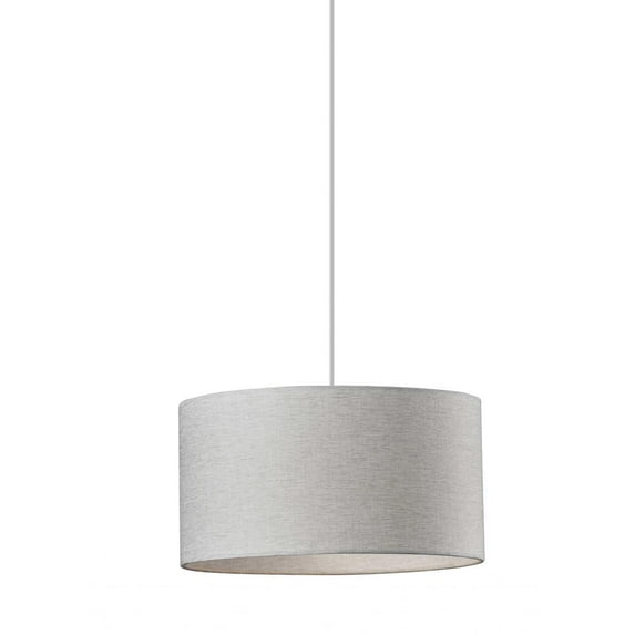 HomeRoots White Fabric Sleek Drum Pendant Lamp - 372882