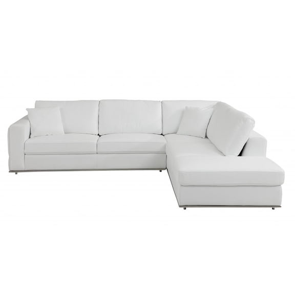 White Italian Leather Modular L Shaped Two Piece Corner Sectional