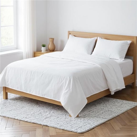 HomeRoots 520758 White Linen King Flat Sheet