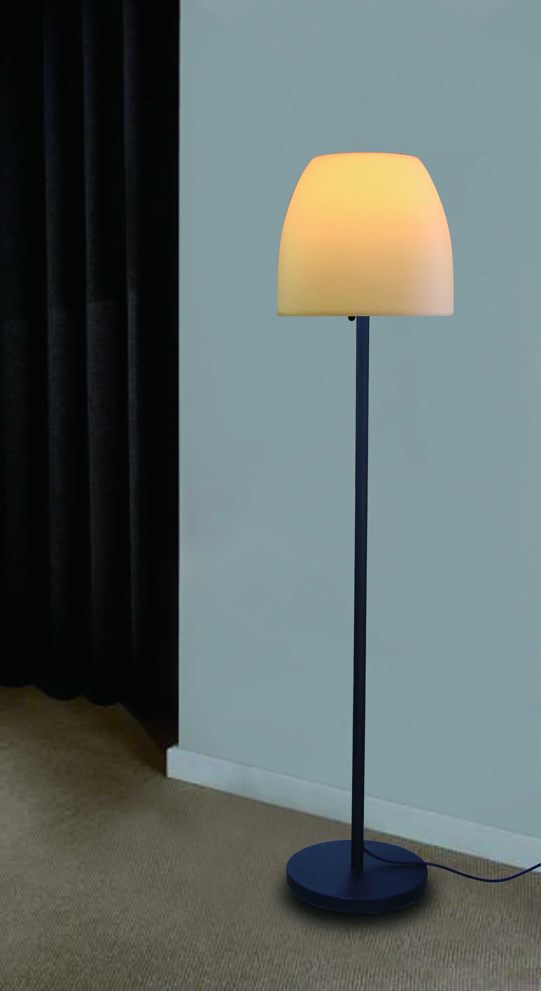 Elevate White Steel Floor Lamp with Fabric Bowl Shade, 60"