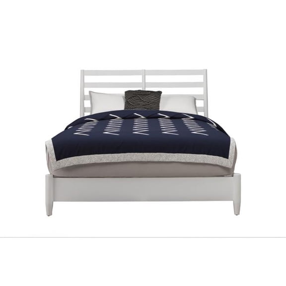 HomeRoots 524802 White Slat Back Solid Wood King Size Bed Frame
