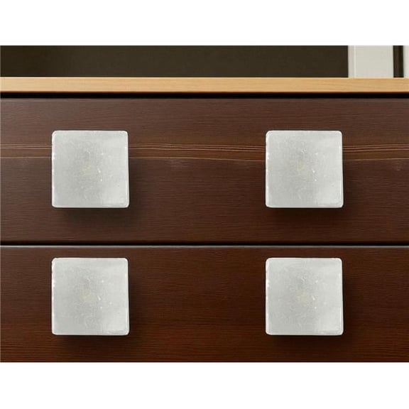 HomeRoots 635787 White Stone Square Drawer Pull Knobs - Set of 6