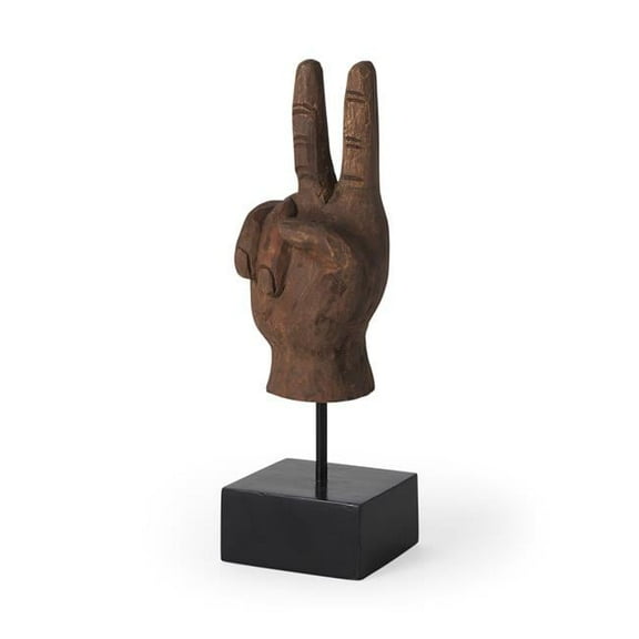 Dark Brown Wooden Peace Sign Dcor Piece