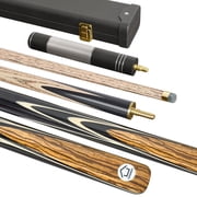 HomeSeason 57in Snooker Cue Stick 18oz 3/4 Jointed Pool Cue, with Extension, Cue Case, Durable Ash Wood and Zebrawood Construction Billiards Cue