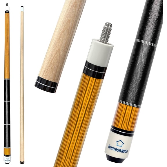 HomeSeason 58 inch Pool Cue Stick Canadian Maple Wood 13mm Tip - 20oz Perfect for Precision Play, Low Deflection Pool Cue for Enhanced Accuracy