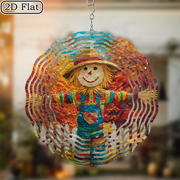 HomeSeasonal Decoration, Decorative Sign Plaque The Smiling Scarecrow Wind Spinner, Kinetic Metal Garden Decoration, Creates a Floating Effect, Making It Perfect for Outdoor And Home Decor
