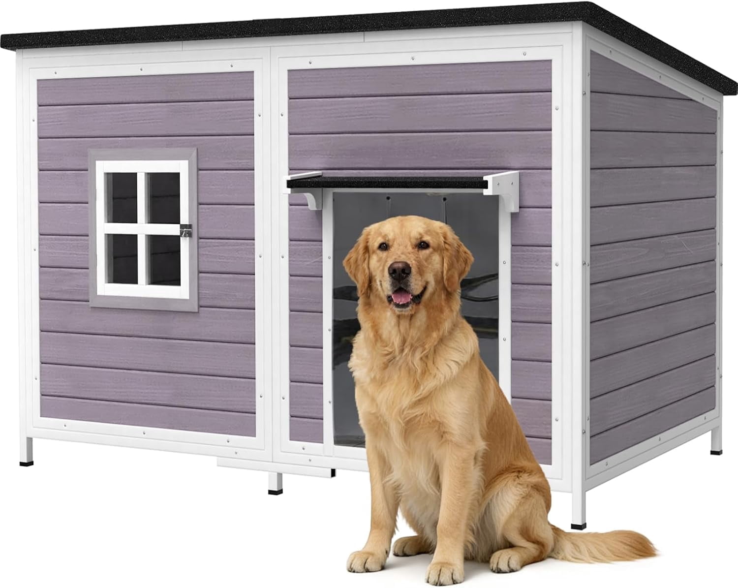 HomeSheek 59" Extra Large Dog House, Outdoor Kennel with Weatherproof Roof, Heavy-Duty Anti-Chew Frame, Easy Clean Shelter for Various sizes Breeds
