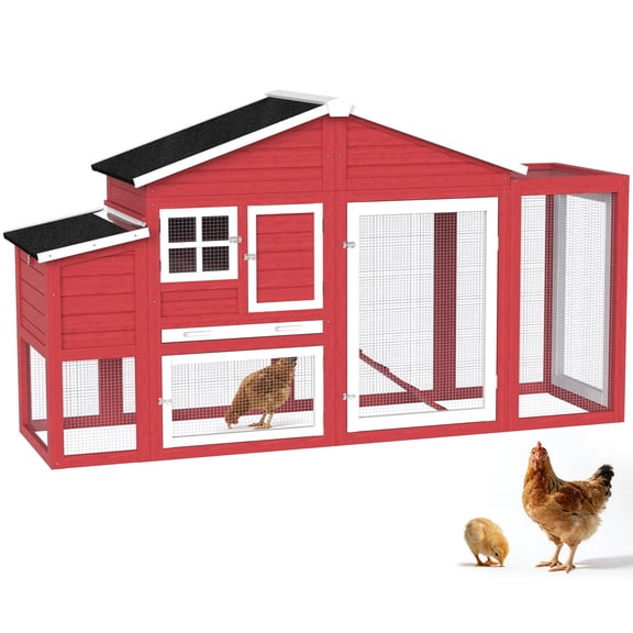HomeSheek 84.7" Chicken Coop for 4–6 Birds, Large Outdoor Poultry Cage with Nesting Box, Weatherproof Roof, Leakproof Pull-Out Tray, Easy Clean
