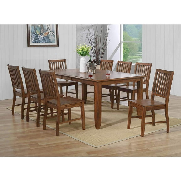 Extendable Dining Table Set for 8 - 72" Rectangular Table with Sideboard - Amish Brown Finish