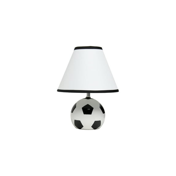 Soccer Ball Table Lamp - 11.5" Ceramic Base & White Shade - Sports Fan Decor for Desk & Nightstand