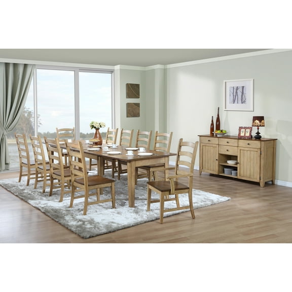 Extendable Dining Set 12 Piece Rectangular Table & Chairs - Large Dining Room Furniture