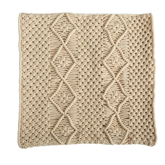 HomeStock 16In. Renaissance Revival Woven Macrame Decorative Pillow Cover