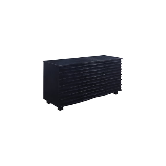 3-Drawer Server - Black Finish, Wave Design - Acacia & Oak Veneer Storage