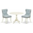 thumbnail image 1 of HomeStock 3 Piece Dining Table Set Contains a Round Dining Room Table with Dropleaf and 2 Blue Linen Fabric Upholstered Kitchen Chairs, 42x42 Inch,Linen White, 1 of 5