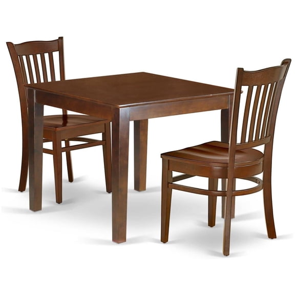 HomeStock 3 Piece Dining Table Set for Small Spaces Contains a Square Dining Room Table and 2 Wood Seat Chairs, 36x36 Inch,Mahogany