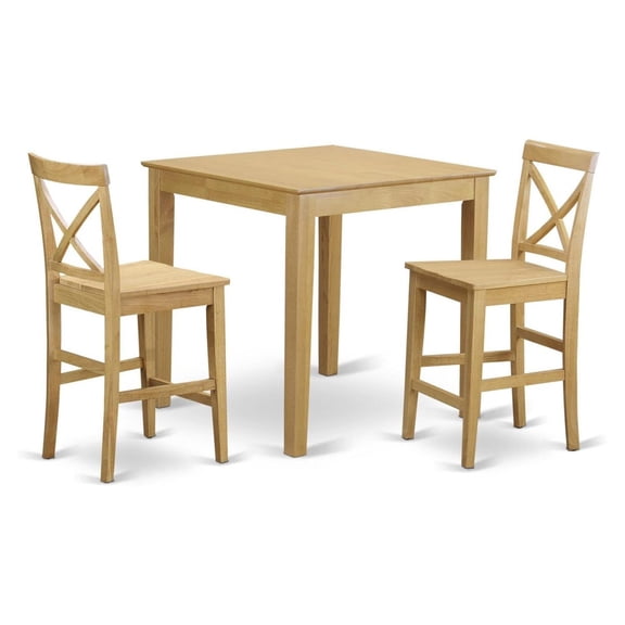 3 Piece Kitchen Table Set - Square Dining Table & 4 Chairs - 36x36 Inch