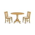 thumbnail image 1 of HomeStock 3-Piece Round Kitchen Table Set, Oak Finish, Table with 2 Microfiber Upholstered Chairs, 85 lbs, 1 of 7