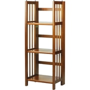 HomeStock 3-Shelf Stackable Folding Office Wood Furniture Bookcase, Contemporary Home and Office Furniture, Sturdy Wooden Shelving Storage-ColorHoney Oak,Size14 inch