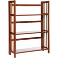 thumbnail image 1 of HomeStock 3-Shelf Stackable Folding Office Wood Furniture Bookcase, Contemporary Home and Office Furniture, Sturdy Wooden Shelving Storage-Color:Mahogany,Size:27.5 Inch, 1 of 7