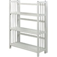thumbnail image 1 of HomeStock 3-Shelf Stackable Folding Office Wood Furniture Bookcase, Contemporary Home and Office Furniture, Sturdy Wooden Shelving Storage-Color:White,Size:27.5 Inch, 1 of 7