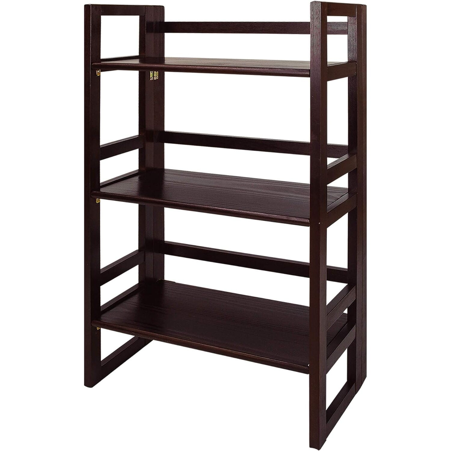 Mission Casual Espresso Solid Pine 3-Shelf Folding Bookcase
