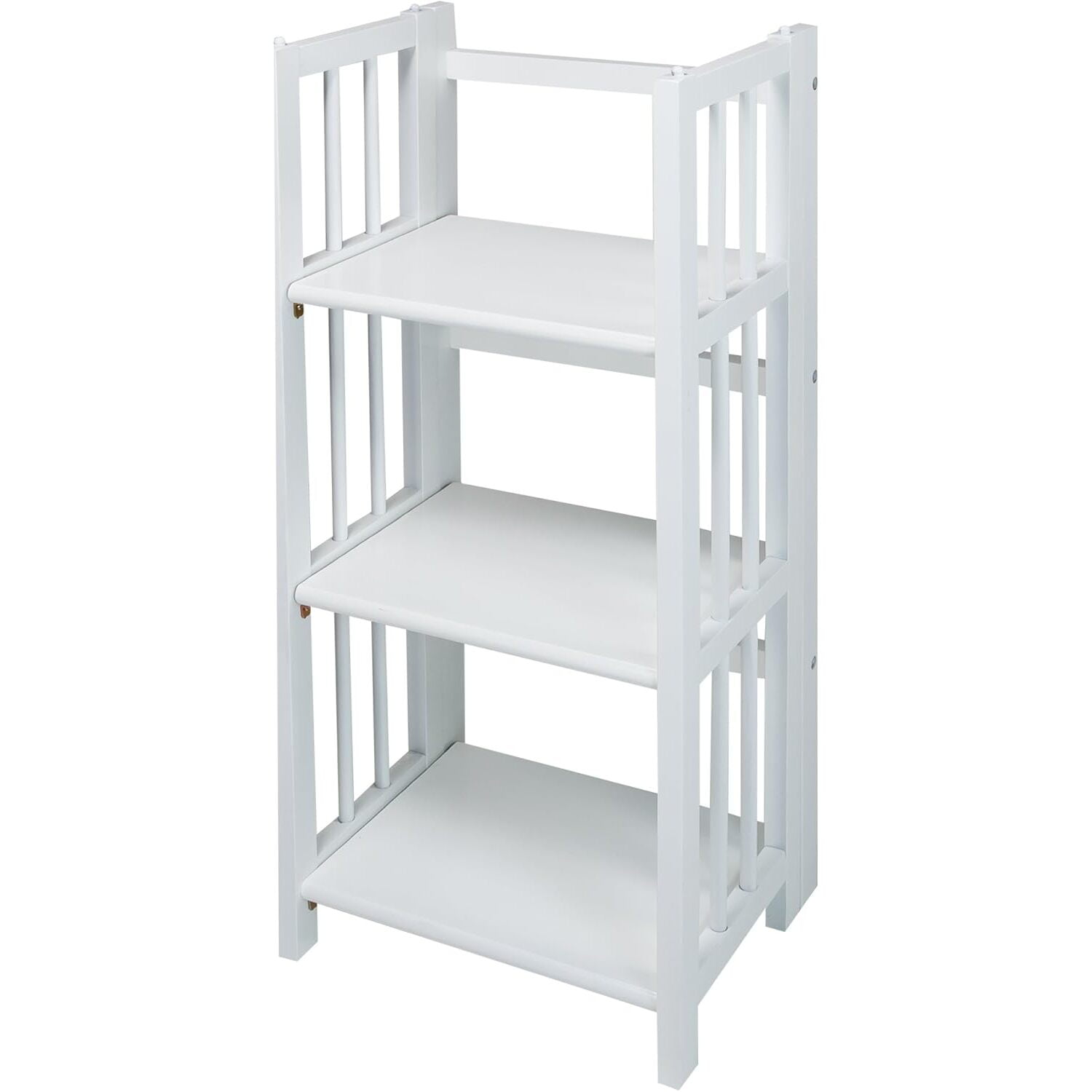 HomeStock 3-Shelf Stackable Folding Office Wood Furniture Bookcase, Contemporary Home and Office Furniture, Sturdy Wooden Shelving Storage-Color:White,Size:14 inch