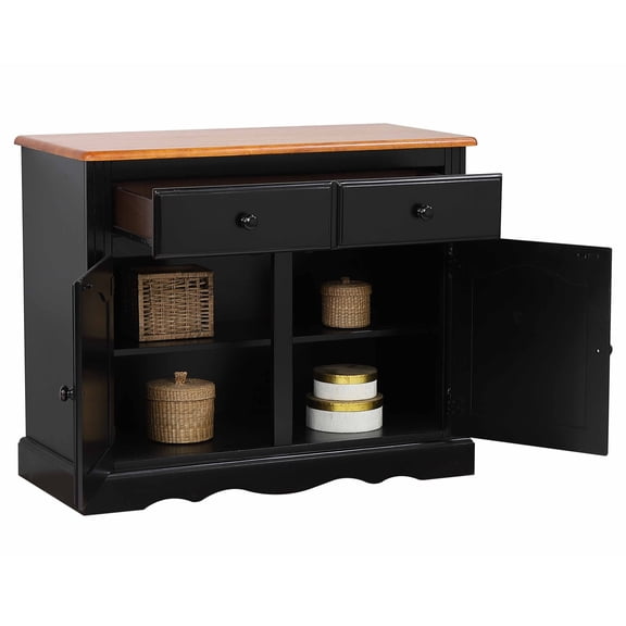 Buffet Table Server SIDEBOARD - 38" Rustic Wood Storage Cabinet with 2 Doors1 Drawer