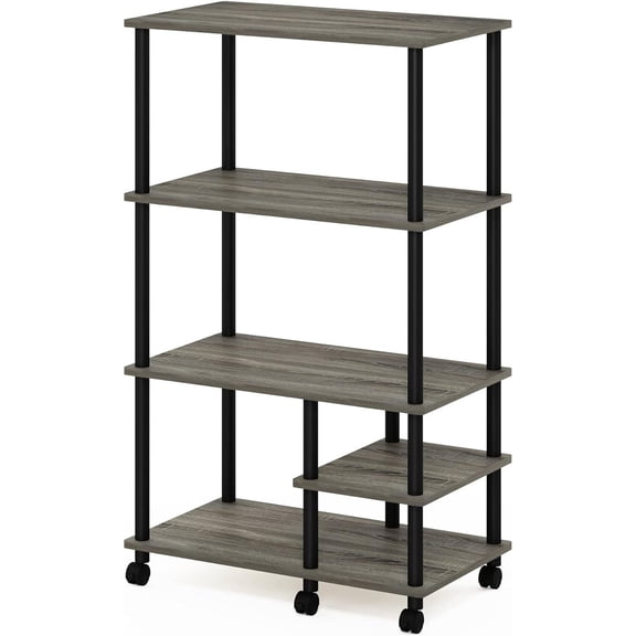 4-Tier Nordic Haven Kitchen Storage Shelf Cart - Size:36 inch,Finish:Columbia Walnut/Black