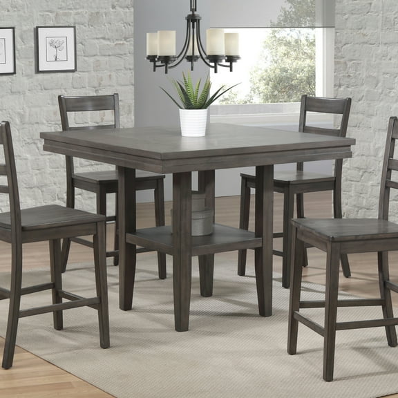 HomeStock 45" Square Pub Table With Storage Shelf , Counter Height Dining , Seats 6