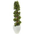 thumbnail image 1 of HomeStock 4Ft. English Old World Opulence Topiary Artificial Tree In White Oval Planter, Uv Resistant (Indoor/Outdoor), 1 of 5