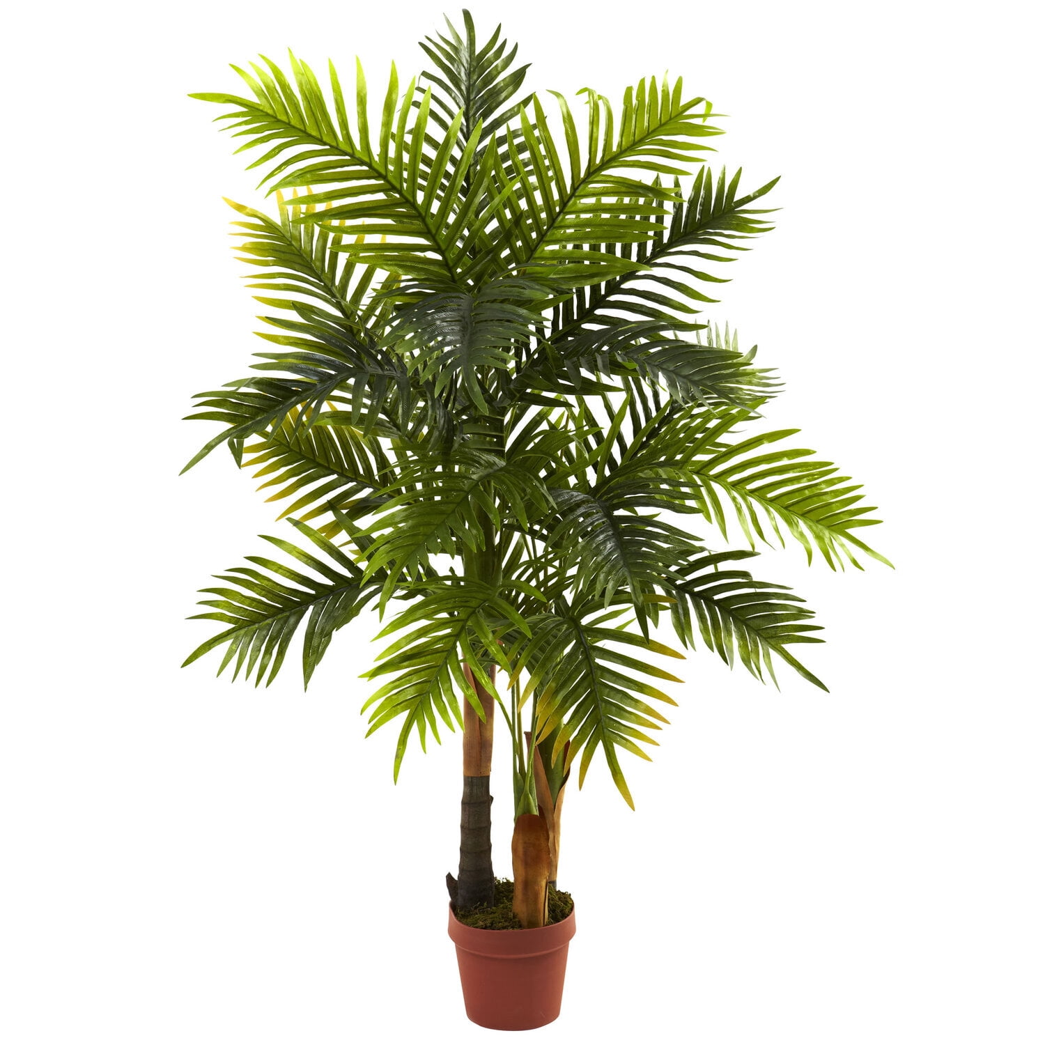 4-Foot Green Plastic Potted Areca Palm Tree