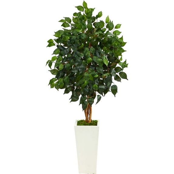 HomeStock 4Ft. Mediterranean Mastery Artificial Tree In White Tower Planter