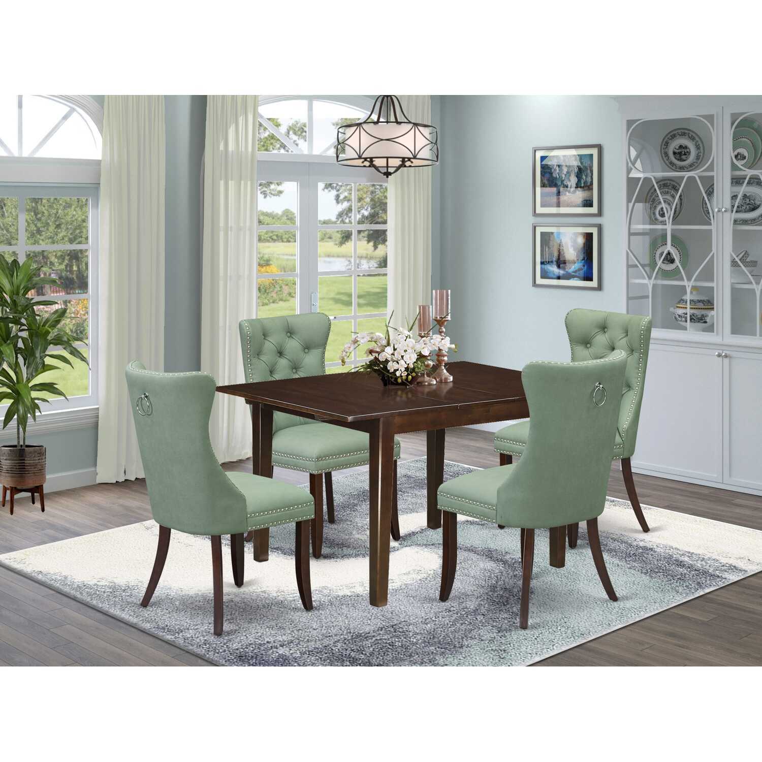 Modern 5 Piece Dinette Set - Rectangle Table & 4 Dining Chairs ...