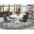 thumbnail image 1 of Modern 5 Piece Dinette Set - Oval Dining Table & 4 Linen White Chairs, 1 of 7
