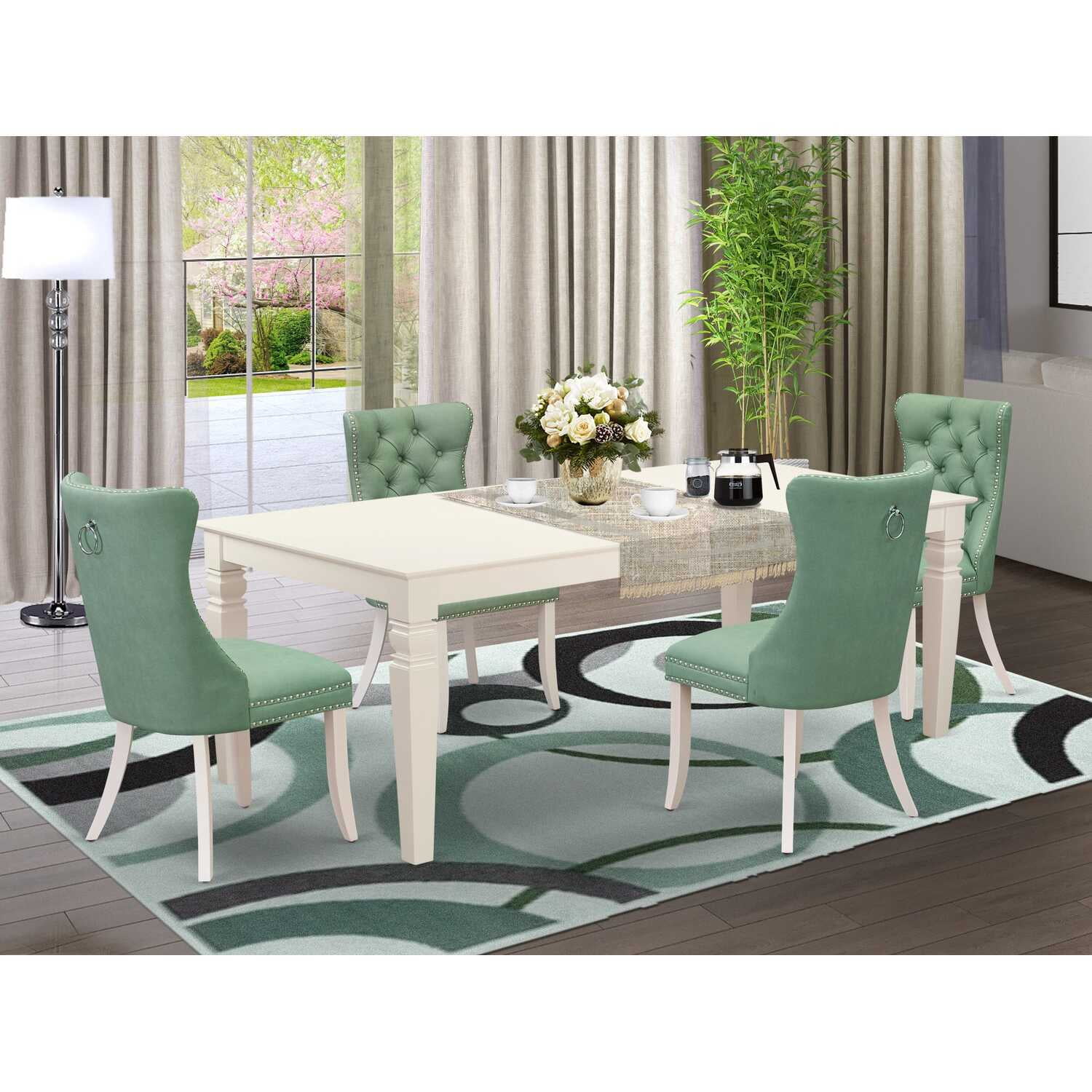 HomeStock 5 Piece Dining Room Set Consists Of A Rectangle Dining Table ...